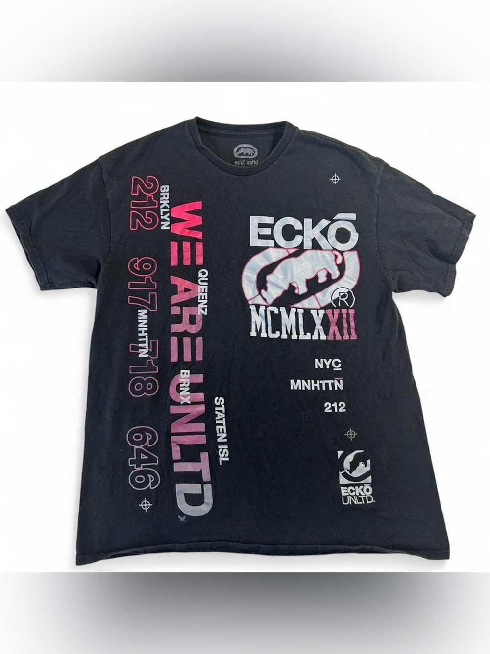 Ecko Unltd Y2K Graphic Tee Size L Black Red Silver Streetwear